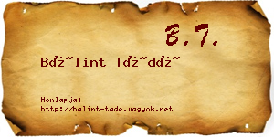 Bálint Tádé névjegykártya